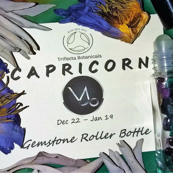 ♑ CAPRICORN Zodiac Gift Set ♑ Roller Bottle + Crystals + Loose Incense Blend - Picture 3 of 6